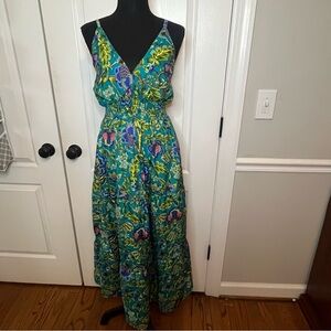 Floral Maxi Dress in Green and Blue